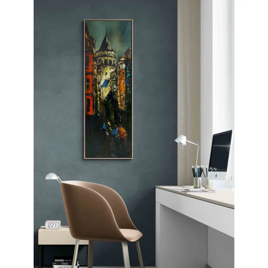 Zamana Karşı Galata Yağlı Boya Tablosu