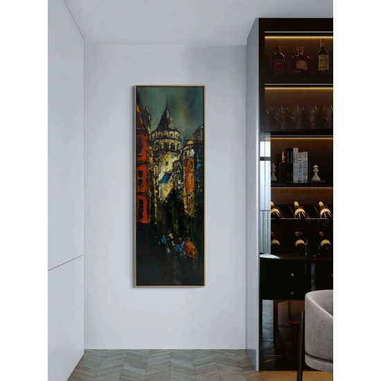 Zamana Karşı Galata Yağlı Boya Tablosu