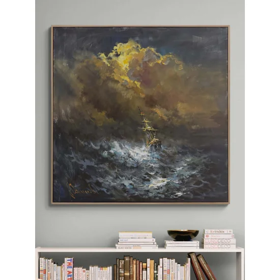 Yanlızlık Fırtınada Yağlı Boya Tablosu