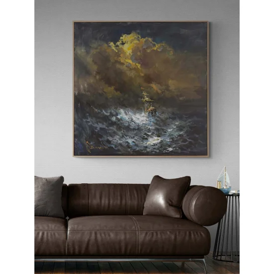 Yanlızlık Fırtınada Yağlı Boya Tablosu