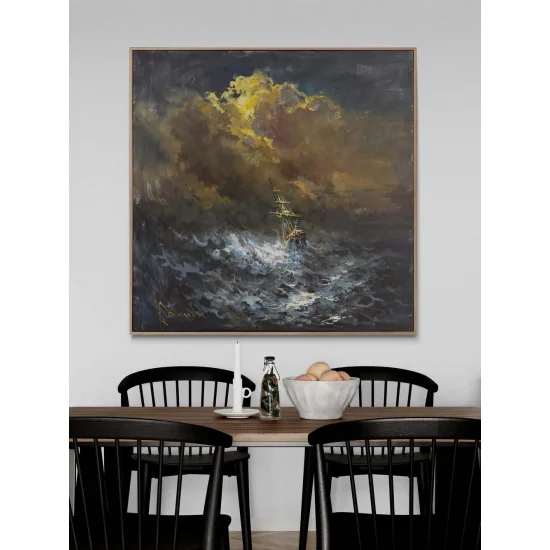 Yanlızlık Fırtınada Yağlı Boya Tablosu