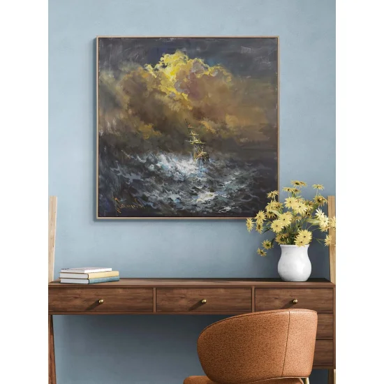 Yanlızlık Fırtınada Yağlı Boya Tablosu