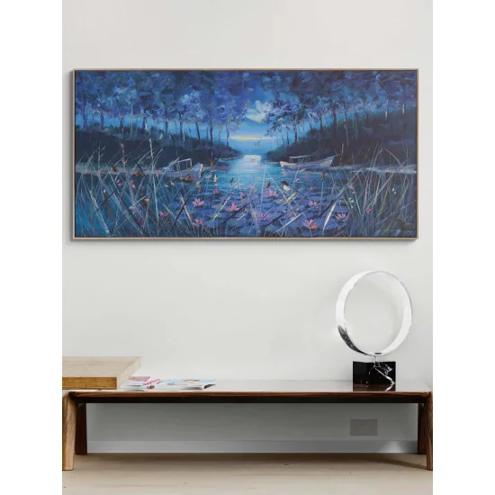 Nilüferli Gece Yağlı Boya Tablosu