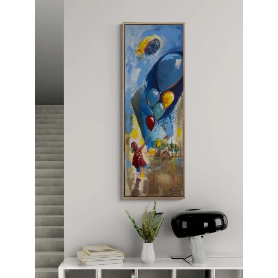 Gökyüzüne Dokunan Çocuk Yağlı Boya Tablosu