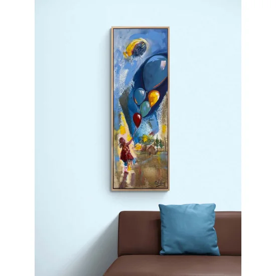 Gökyüzüne Dokunan Çocuk Yağlı Boya Tablosu