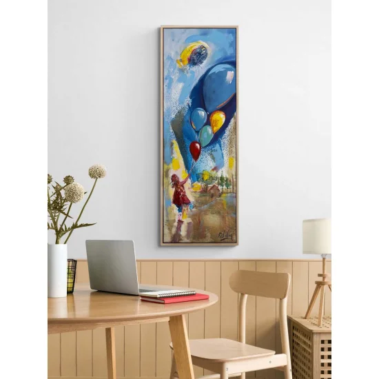 Gökyüzüne Dokunan Çocuk Yağlı Boya Tablosu