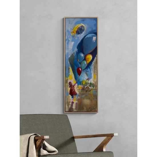 Gökyüzüne Dokunan Çocuk Yağlı Boya Tablosu