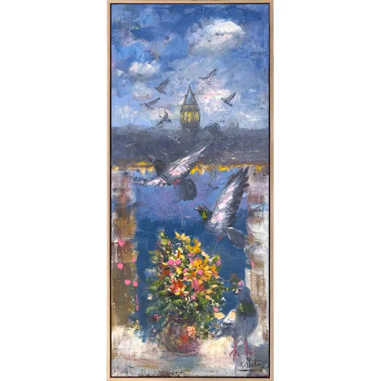 Galata’nın Kanatları Yağlı Boya Tablosu