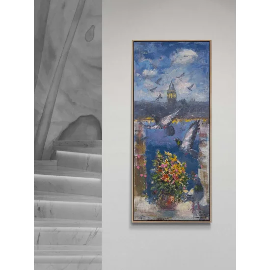 Galata’nın Kanatları Yağlı Boya Tablosu