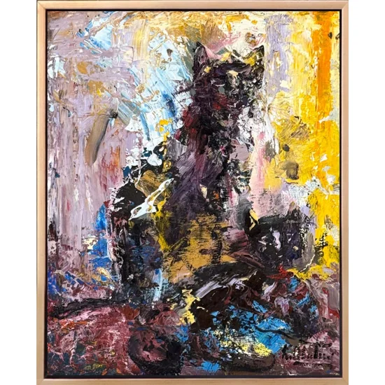 Kara Kedi Yağlı Boya Tablosu