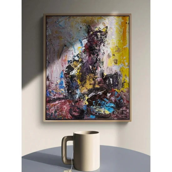 Kara Kedi Yağlı Boya Tablosu