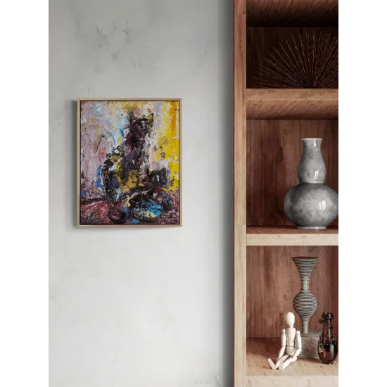 Kara Kedi Yağlı Boya Tablosu