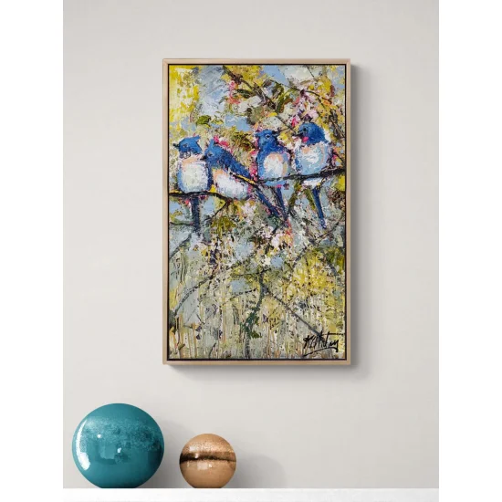 Anın İçinde Kuşlar Yağlı Boya Tablosu