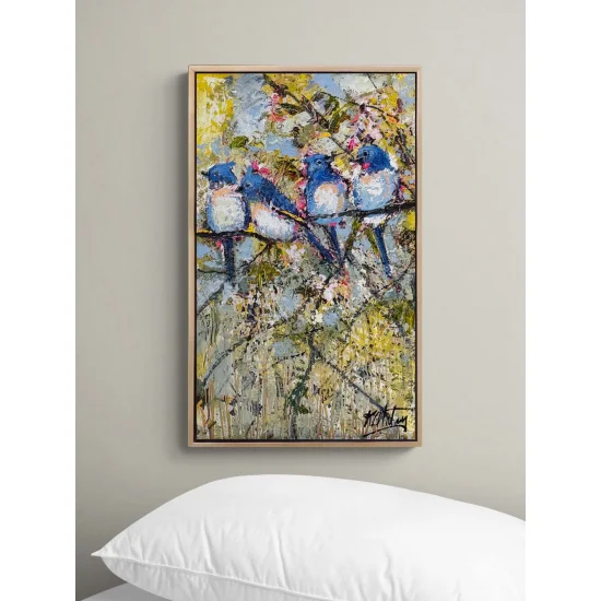 Anın İçinde Kuşlar Yağlı Boya Tablosu