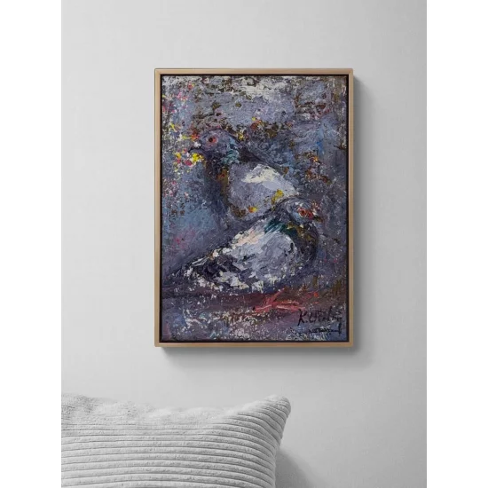 Güvercinlerin Gölgesinde Yağlı Boya Tablosu