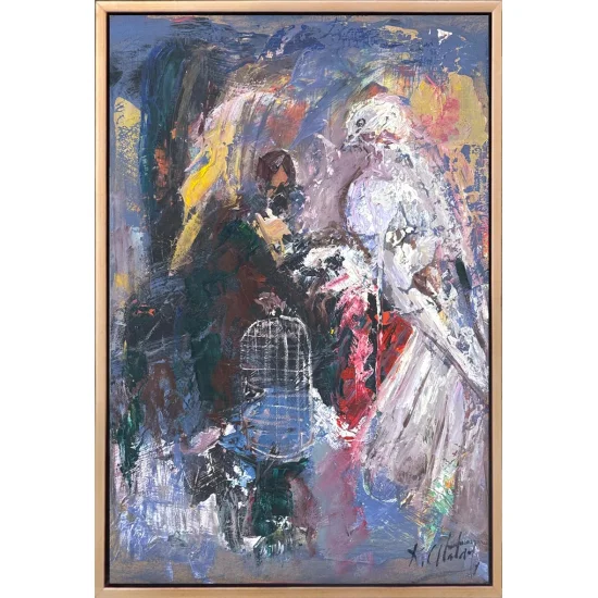 Kafesteki Sessizlik Yağlı Boya Tablosu