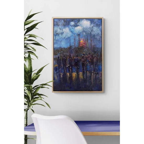 Gece İstanbul Balıkçıları Yağlı Boya Tablosu