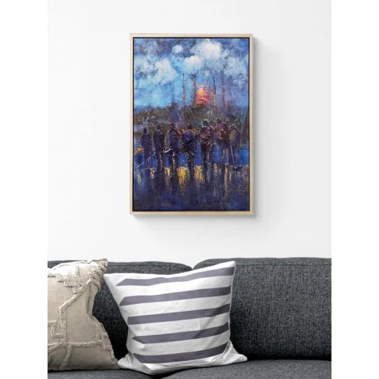 Gece İstanbul Balıkçıları Yağlı Boya Tablosu