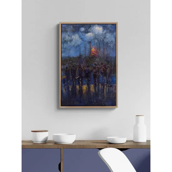 Gece İstanbul Balıkçıları Yağlı Boya Tablosu