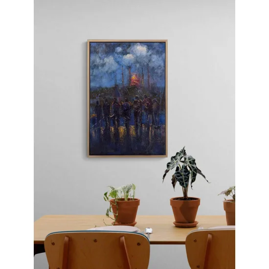 Gece İstanbul Balıkçıları Yağlı Boya Tablosu