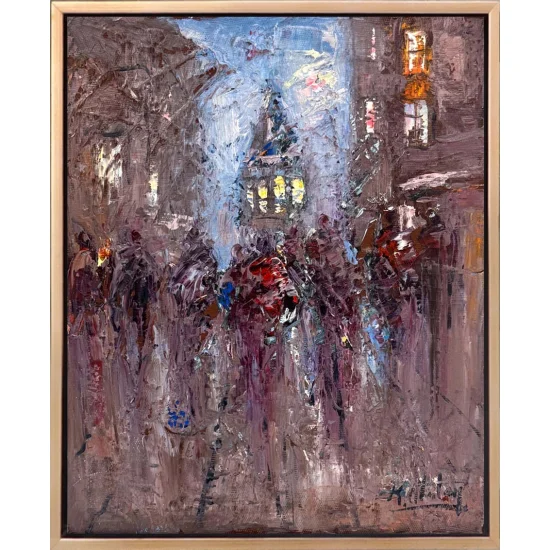 Galatada Kalabalıklar Yağlı Boya Tablosu