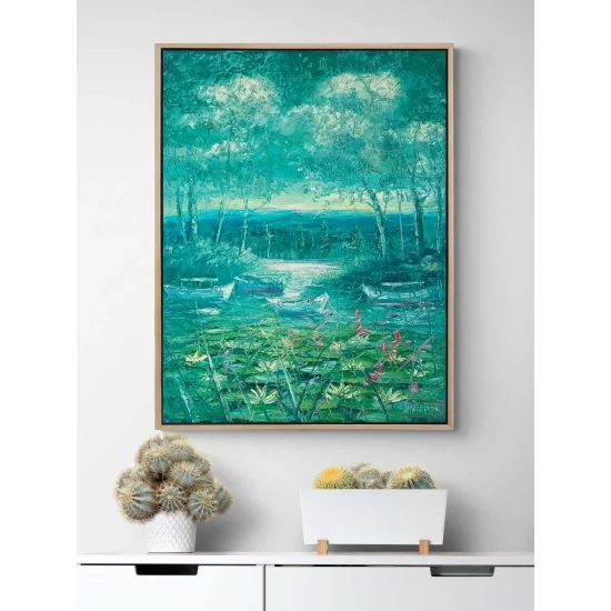 Doğanın Yansıması Nilüferler Yağlı Boya Tablosu