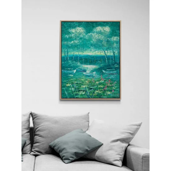 Doğanın Yansıması Nilüferler Yağlı Boya Tablosu