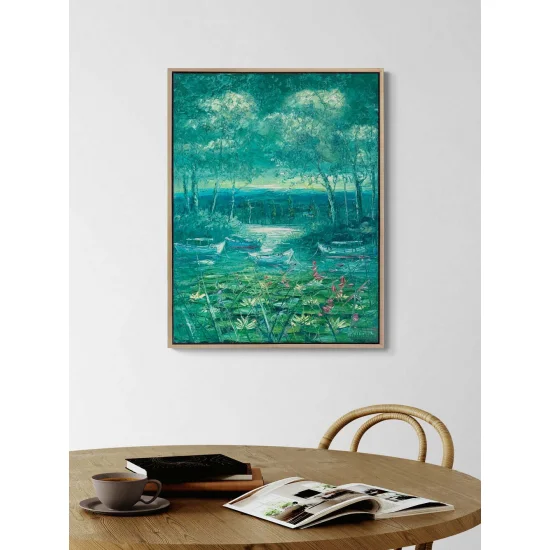 Doğanın Yansıması Nilüferler Yağlı Boya Tablosu