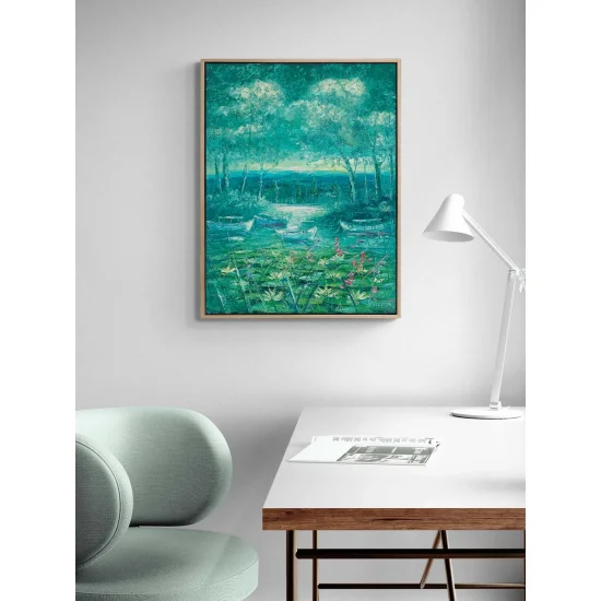 Doğanın Yansıması Nilüferler Yağlı Boya Tablosu