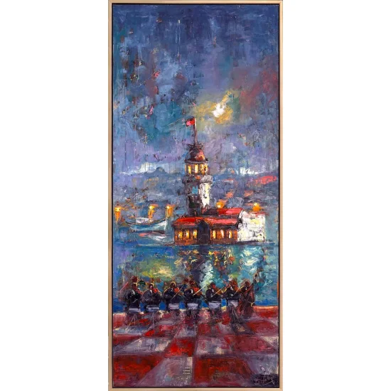 Kız Kulesinde Oyun Yağlı Boya Tablosu