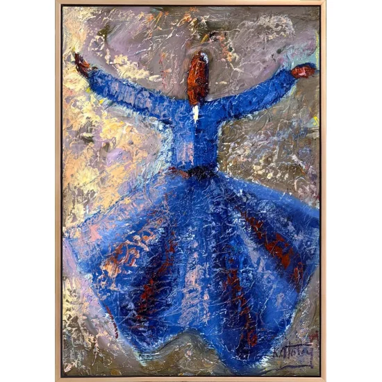 İlahi Dengede Semazen Yağlı Boya Tablosu