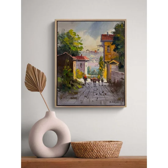 Yokuşta Işık Yağlı Boya Tablosu