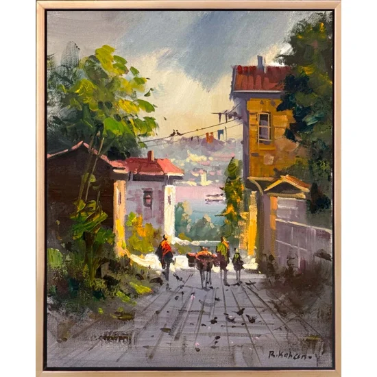 Yokuşta Işık Yağlı Boya Tablosu