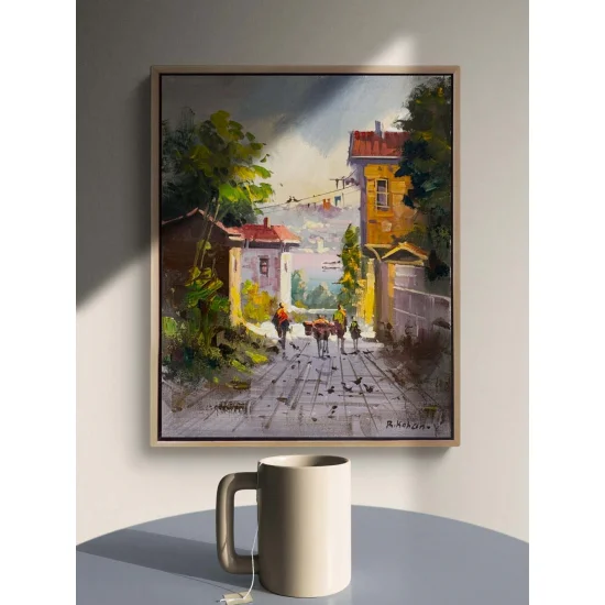 Yokuşta Işık Yağlı Boya Tablosu