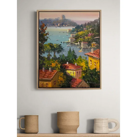 Yamaçtan Manzara Yağlı Boya Tablosu