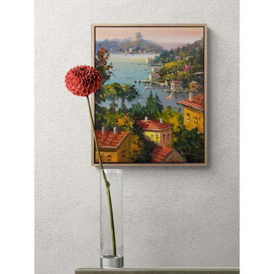 Yamaçtan Manzara Yağlı Boya Tablosu