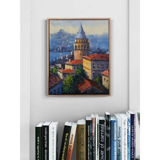 Galata Kulesinde Işık Yağlı Boya Tablosu