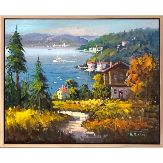 Denize İnilen Yol Yağlı Boya Tablosu