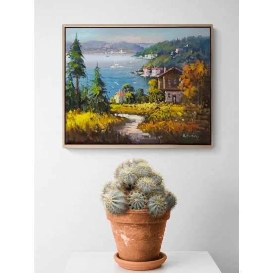 Denize İnilen Yol Yağlı Boya Tablosu