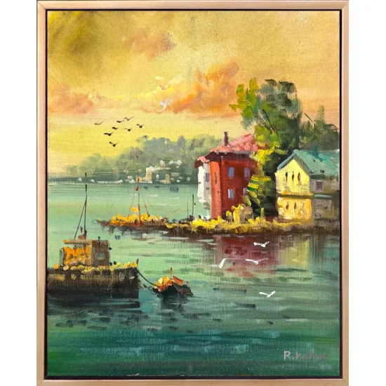 Güneşe Doğru Yalılar Yağlı Boya Tablosu