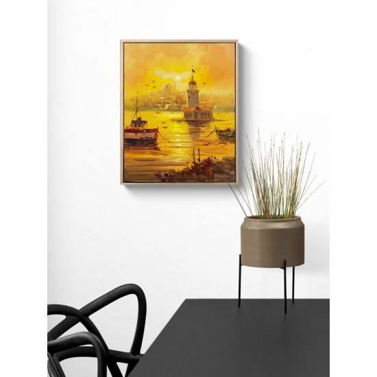 Işığın Ardında Kız Kulesi Yağlı Boya Tablosu