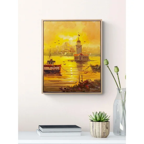 Işığın Ardında Kız Kulesi Yağlı Boya Tablosu