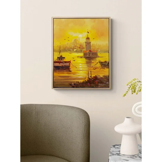 Işığın Ardında Kız Kulesi Yağlı Boya Tablosu