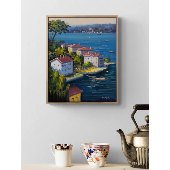 Denize Açılan Yalılar Yağlı Boya Tablosu