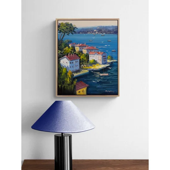 Denize Açılan Yalılar Yağlı Boya Tablosu