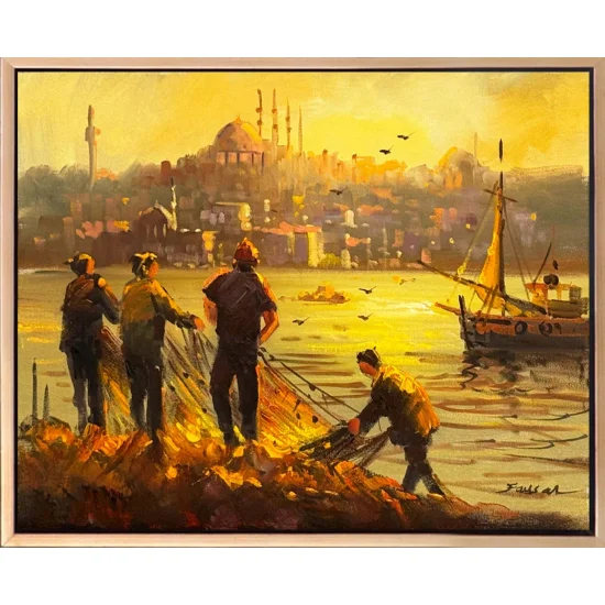 Balıkçıların Bekleyişi Yağlı Boya Tablosu