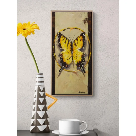 Kelebek ve Işık Yağlı Boya Tablosu