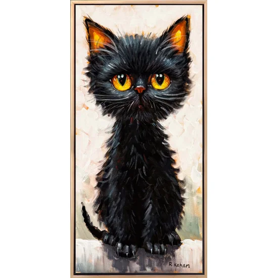 Kara Kedinin Düşleri Yağlı Boya Tablosu