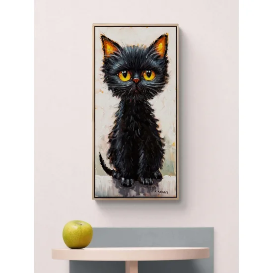 Kara Kedinin Düşleri Yağlı Boya Tablosu