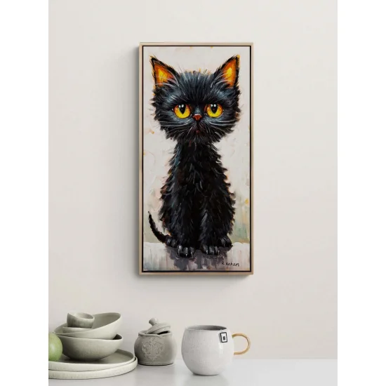 Kara Kedinin Düşleri Yağlı Boya Tablosu